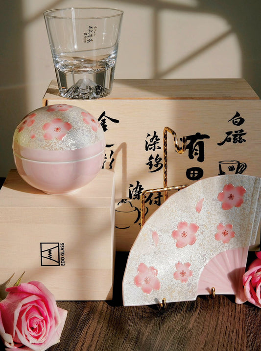 Arita Ware Sakura Jewelly Box with Pearl Glaze