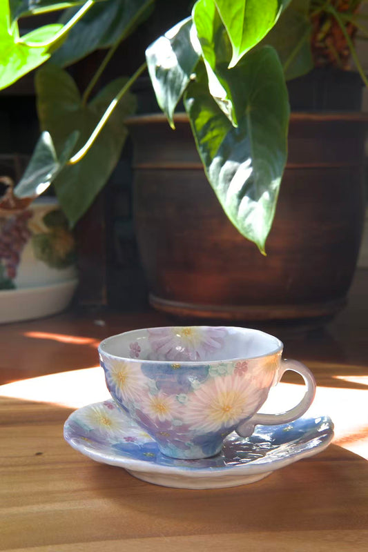 Yuzuriha Flower Coffee Cup Set