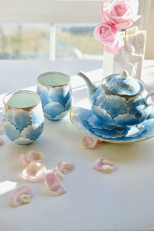 Arita Blue SilverfPeony Tea Cup