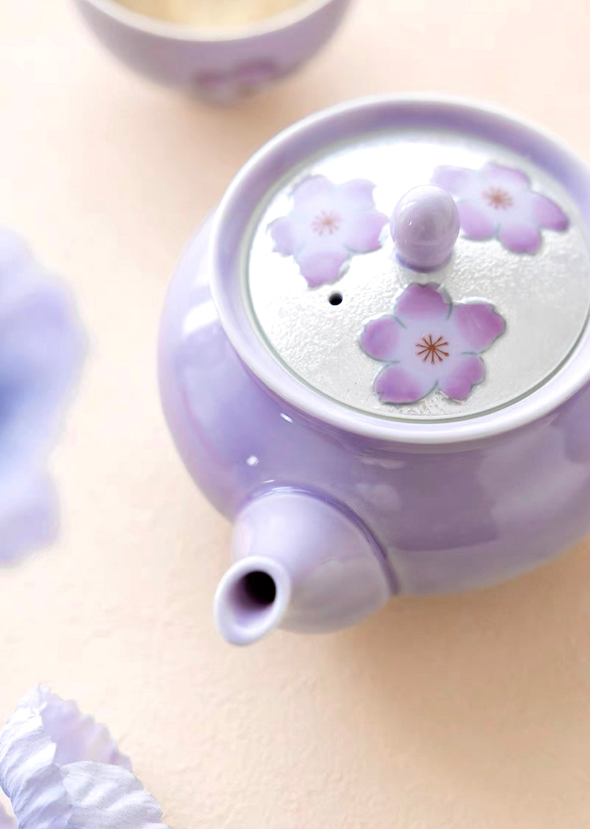 Arita ware Purple Raster Cherry Blossom Teapot