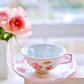 Arita ware Light Pink Glaze Iris Cherry Blossom Coffee Cup and Plate