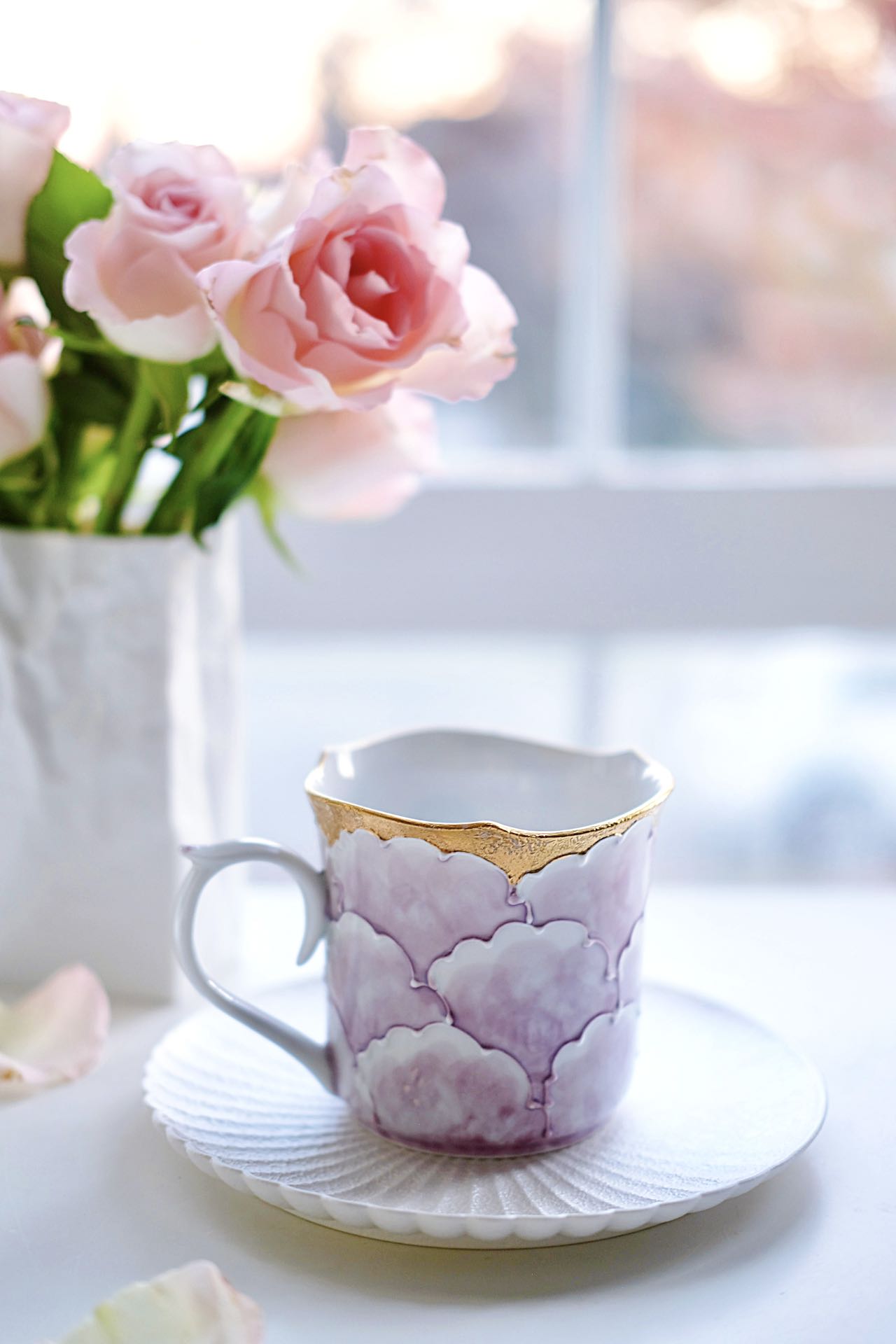 Arita Bunzan Kiln Peony Mug- Purple