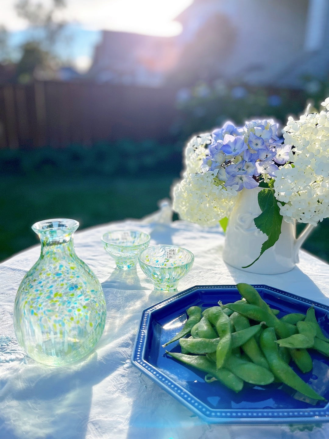 Toyo-Sasaki Glass Green Sake set