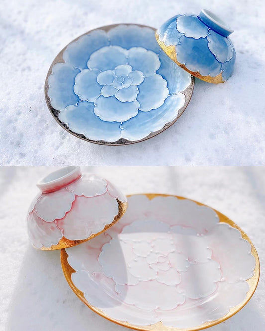 Arita Peony Japanese Bowl and Plate