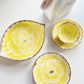 Aritayaki Golden Double Sided Peony Cups and Saucers - Yellow