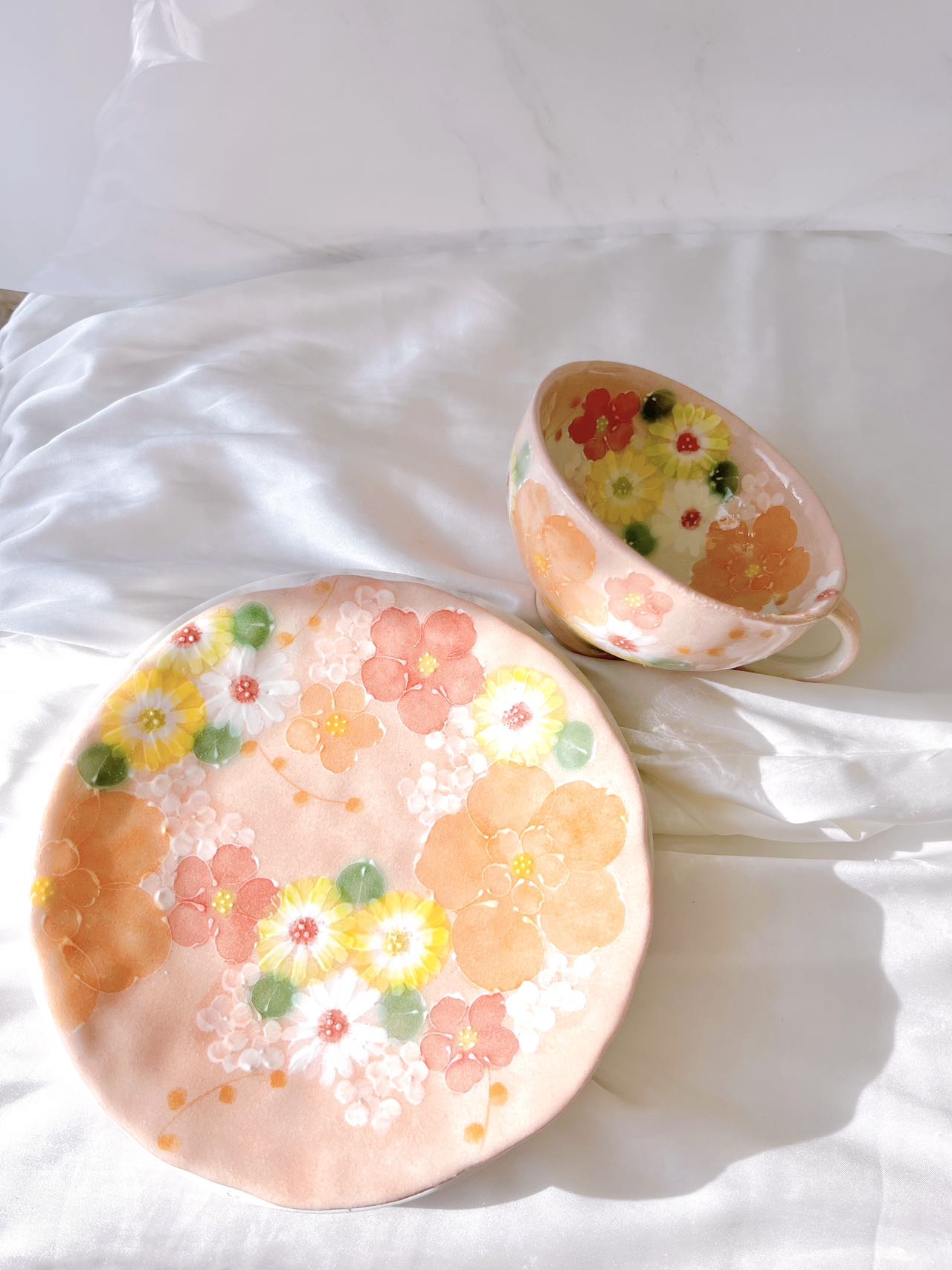 Yuzuriha Flower Coffee Cup Set