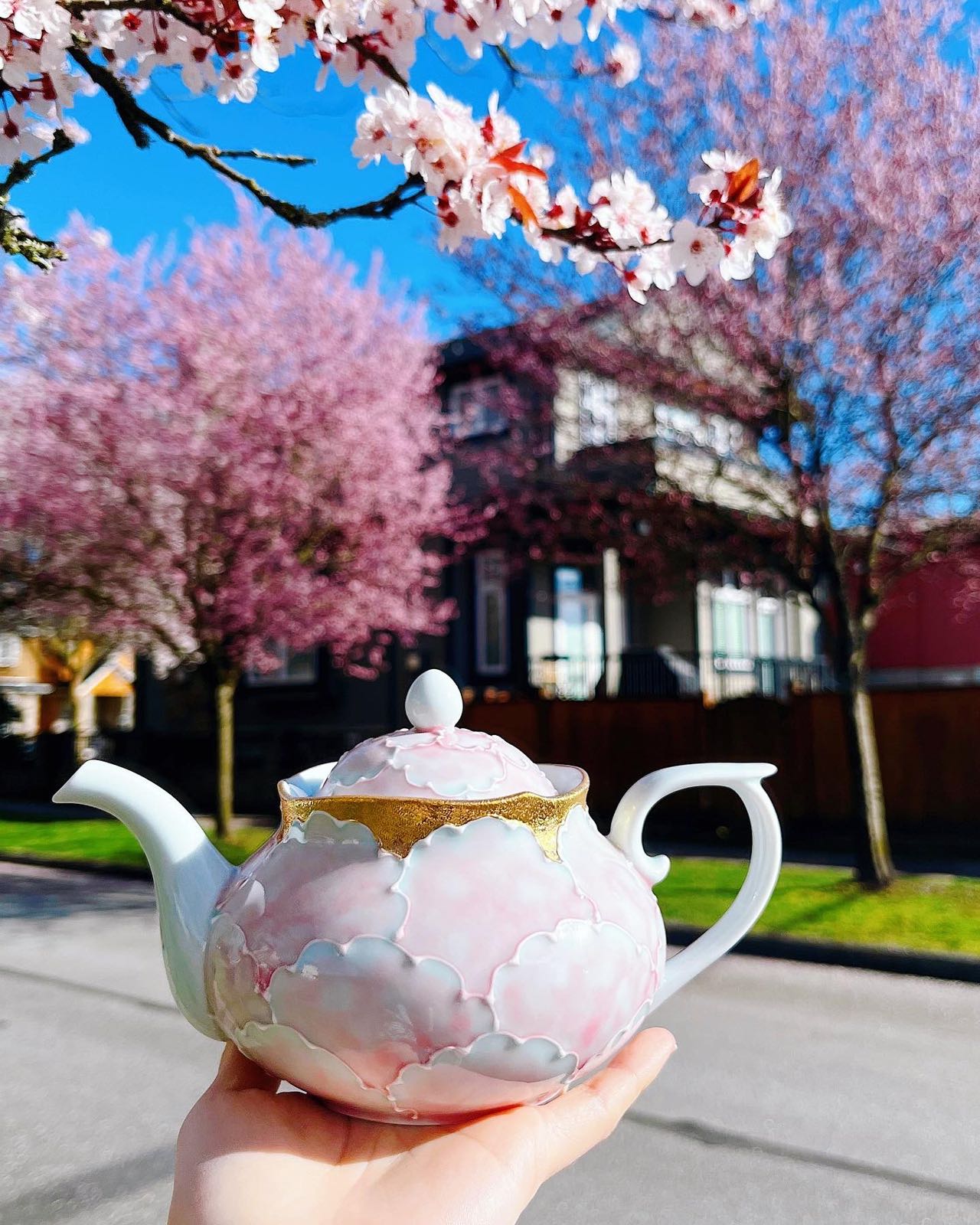 Aritayaki golden peony cups and saucers