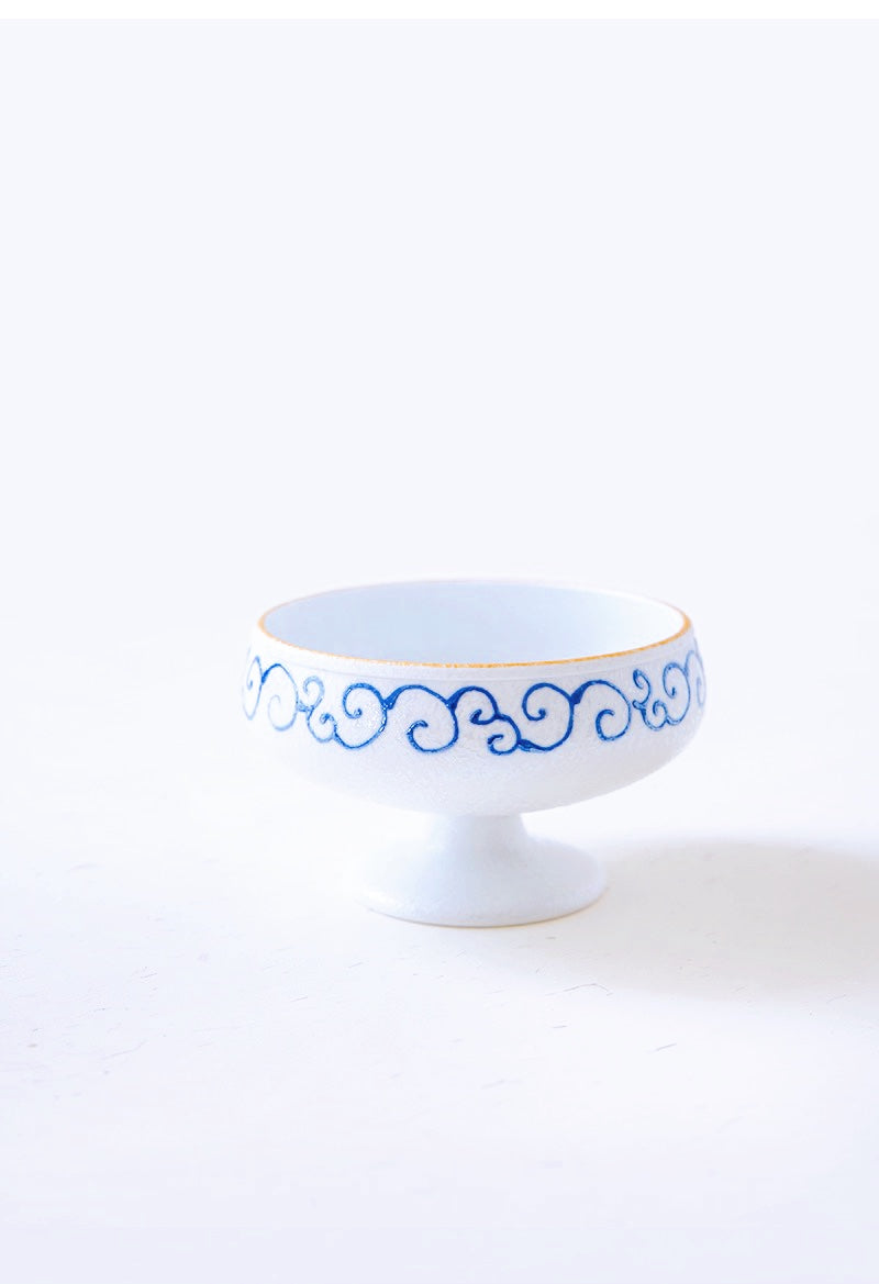 Arita Kashogama Blue Handmade High Ground Arabesque Bowl