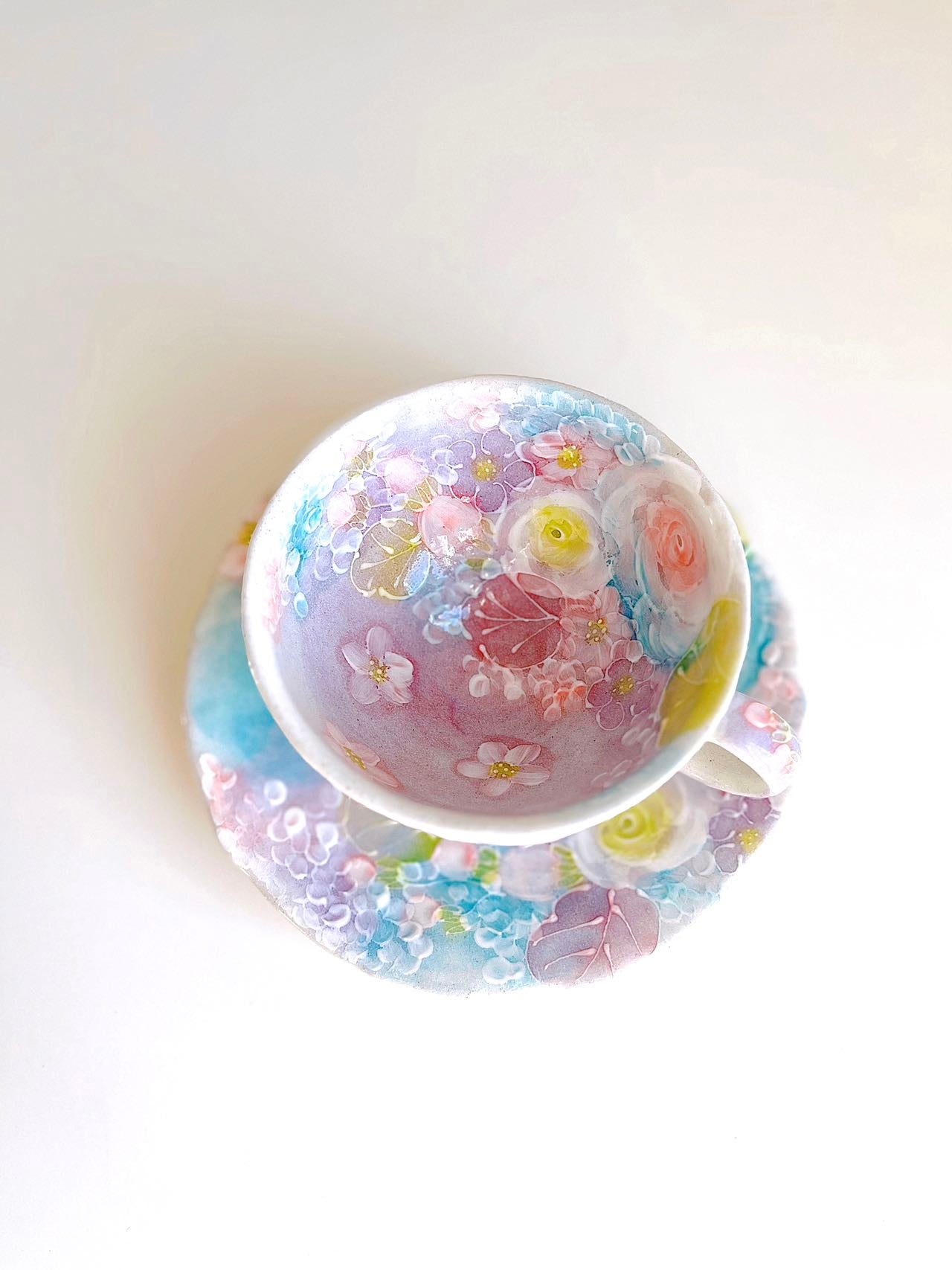 Yuzuriha Flower Coffee Cup Set