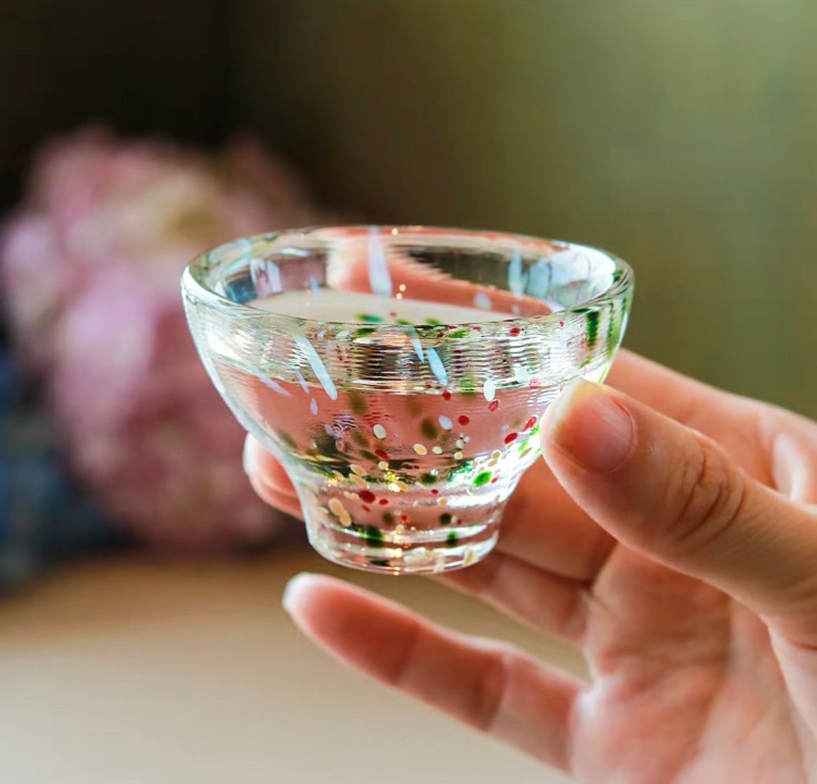 Toyo-Sasaki Glass Green Sake set