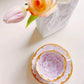 Aritayaki Double Sided Golden Silver Peony Cups and Saucers - Purple