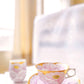 Aritayaki Double Sided Golden Silver Peony Cups and Saucers - Purple