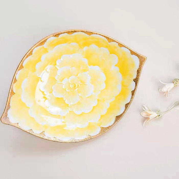 Arita Peony Golden Lemon Plate Gift Box