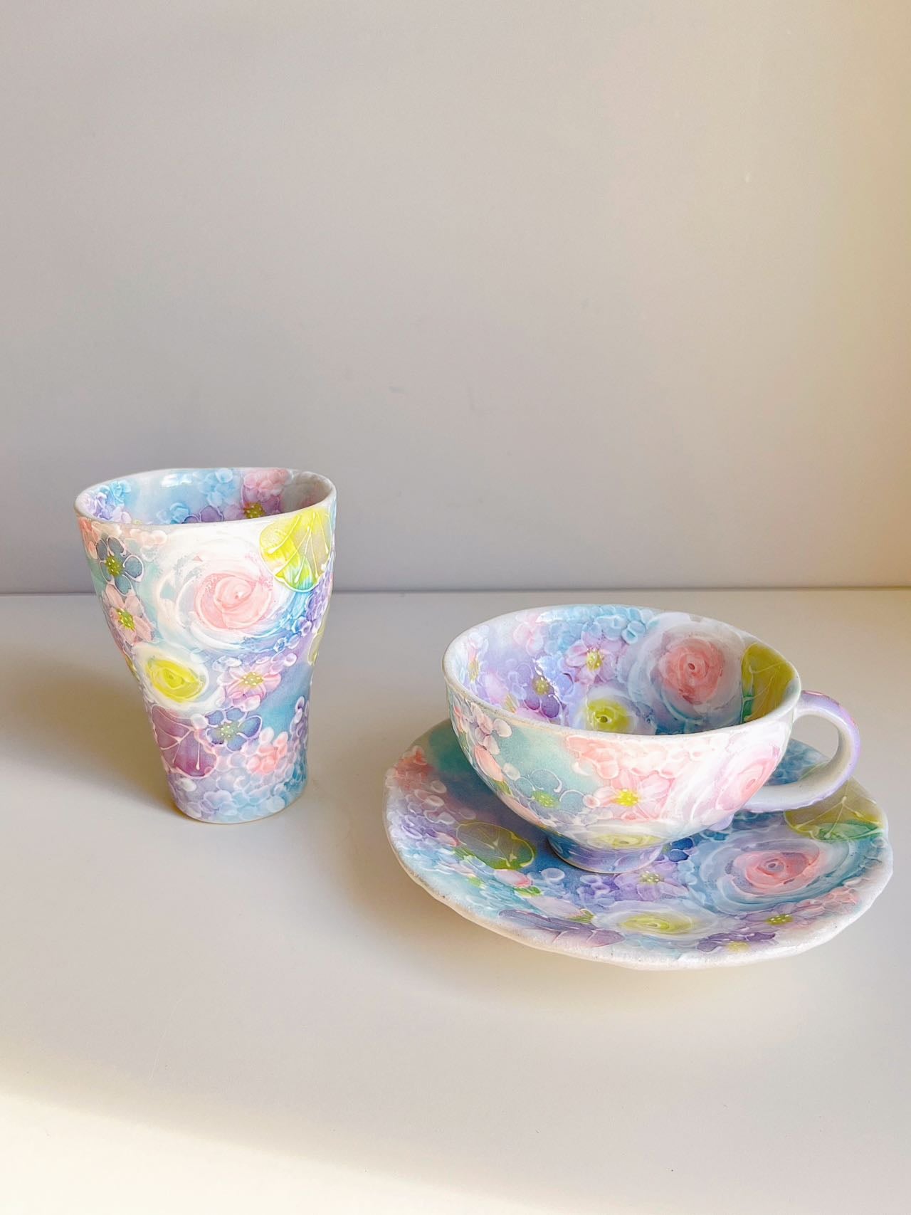 Yuzuriha Flower Coffee Cup Set