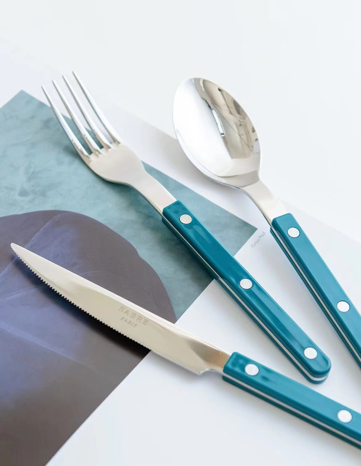 Sabre Bistrot Shiny Flatware - Aquamarine