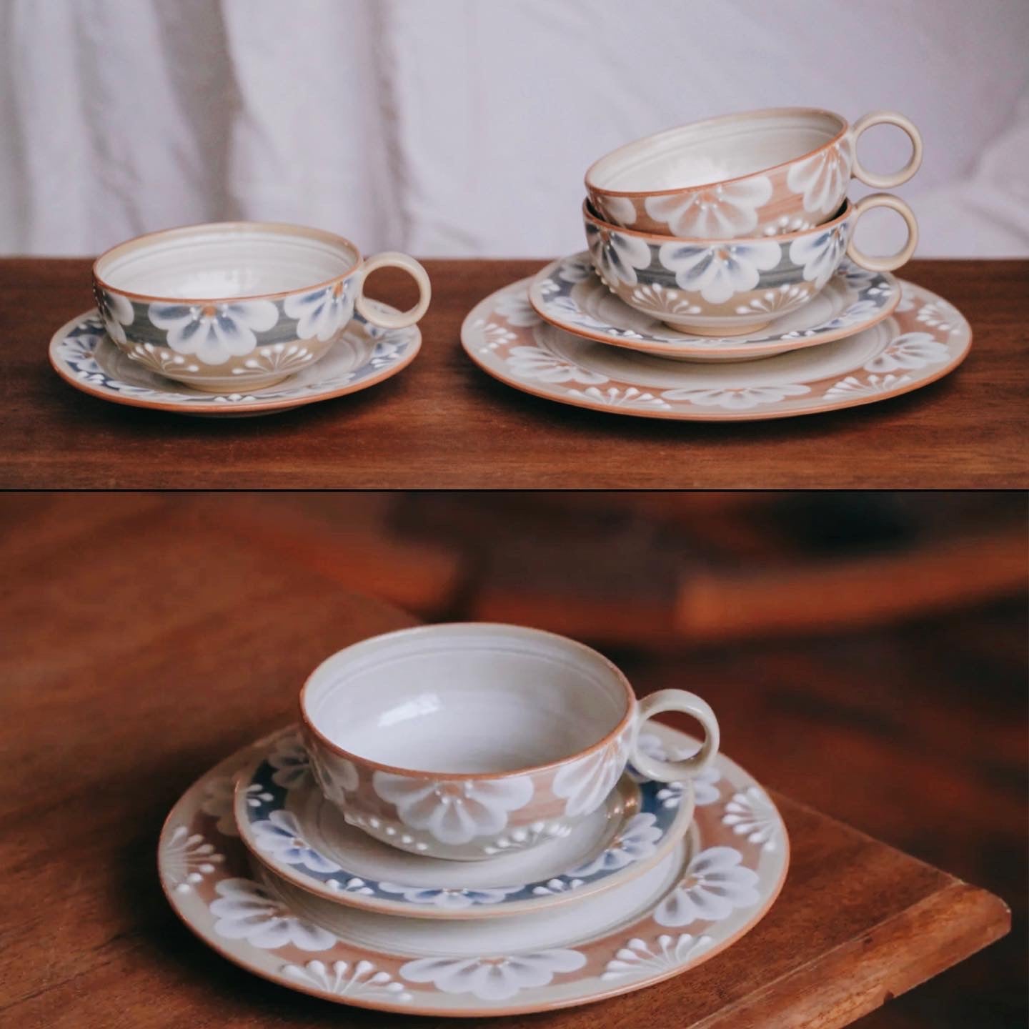 Mashiko Plates with Flowers