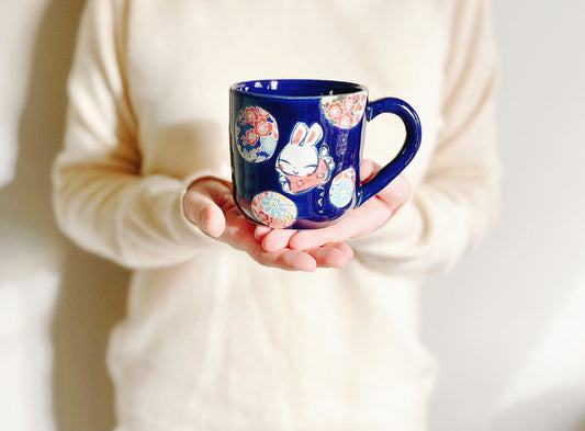 Yudachi Rabbit Mug in Blue - Gift Box