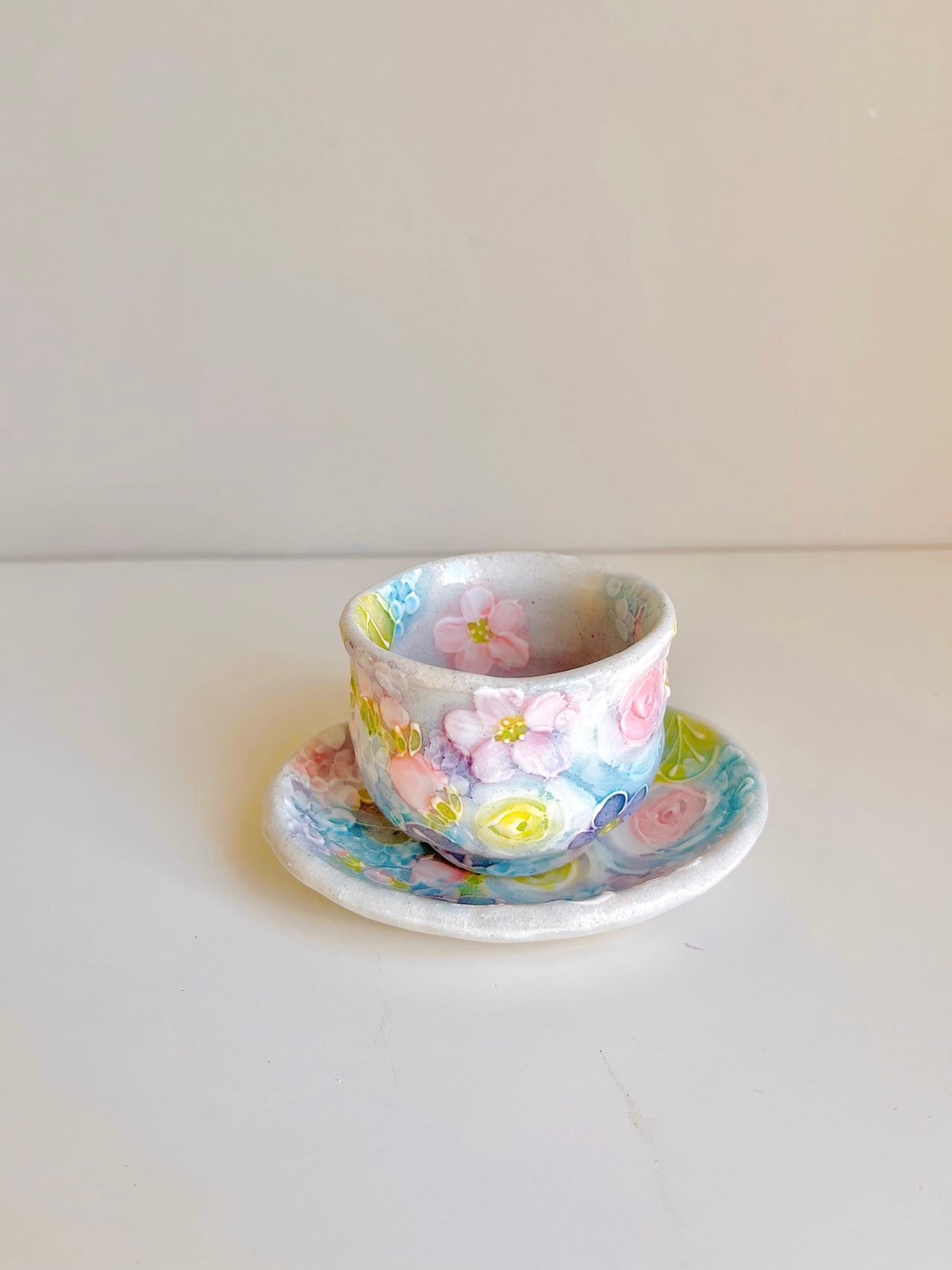 Yuzuriha Flower Coffee Cup Set