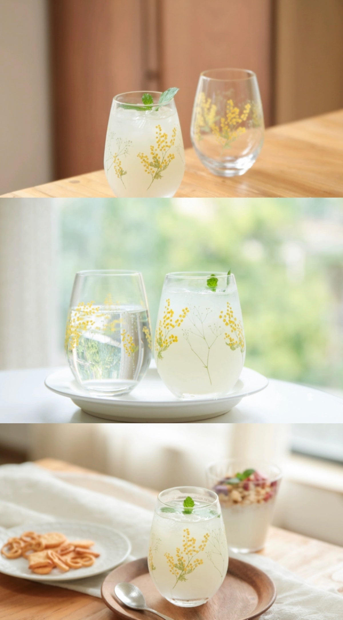 Toyo-Sasaki Mimosa Flower Tumbler Glass Gift Set