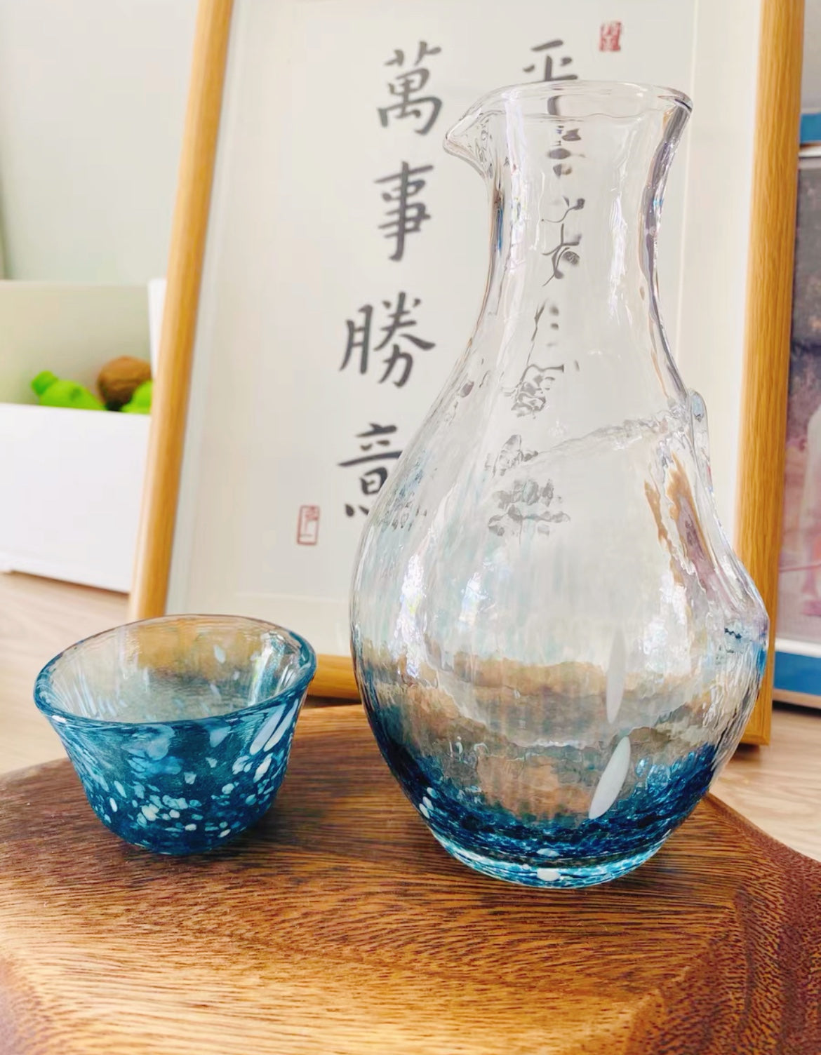 Toyo-Sasaki Light Blue Glass Sake Set ( Gift Box)