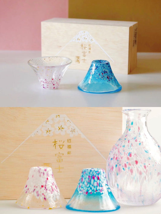 Toyo Sasaki Glass Sake Cups Set- Mt.Fuji Sakura