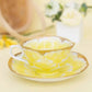 Aritayaki Golden Double Sided Peony Cups and Saucers - Yellow