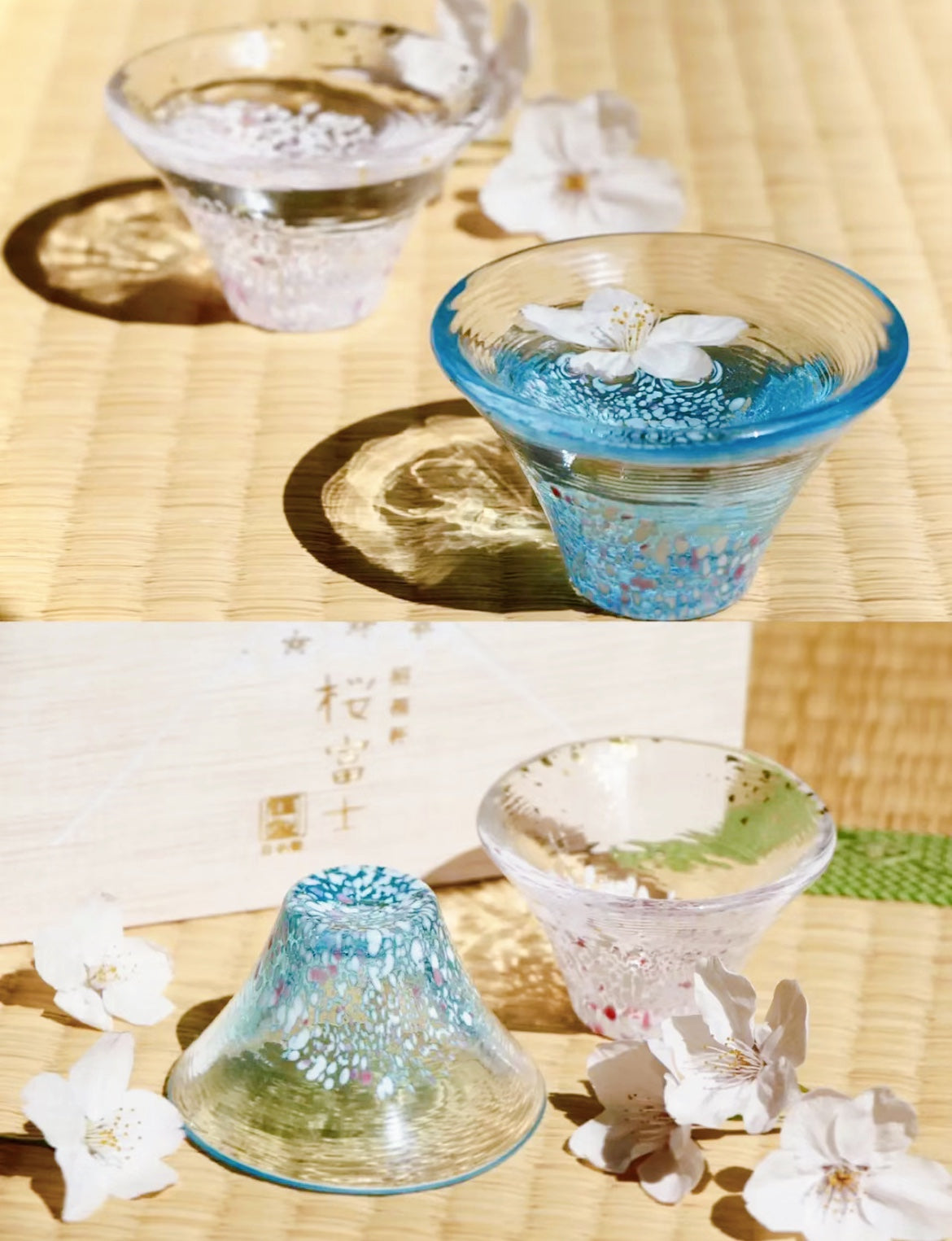 Toyo Sasaki Glass Sake Cups Set- Mt.Fuji Sakura